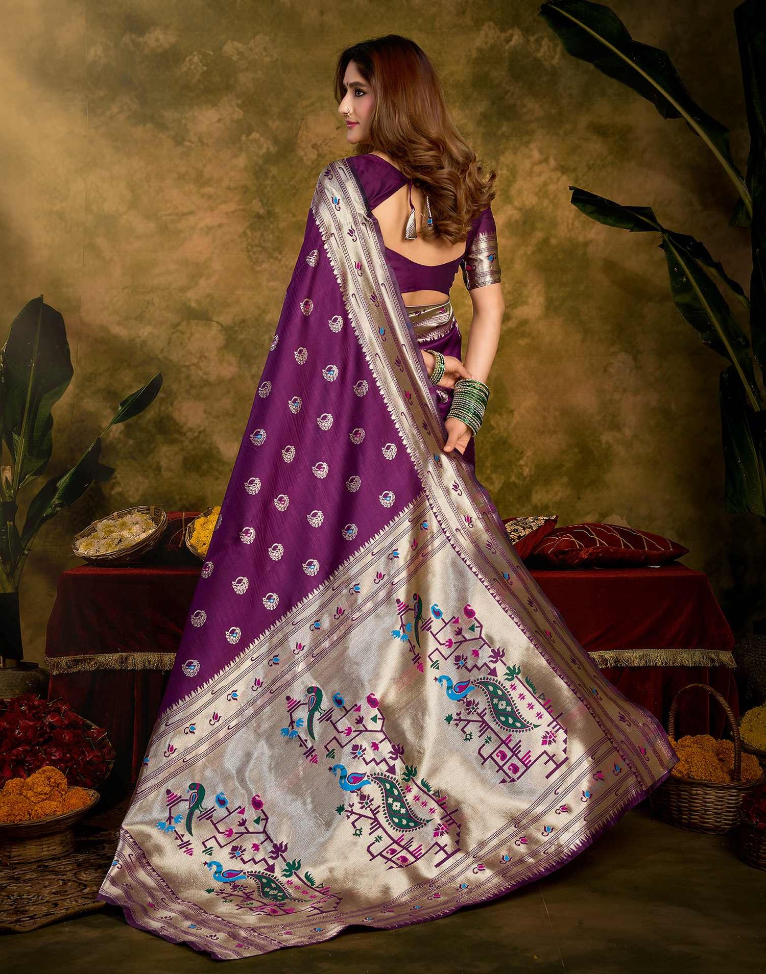 Purple Silk Woven Paithani Saree