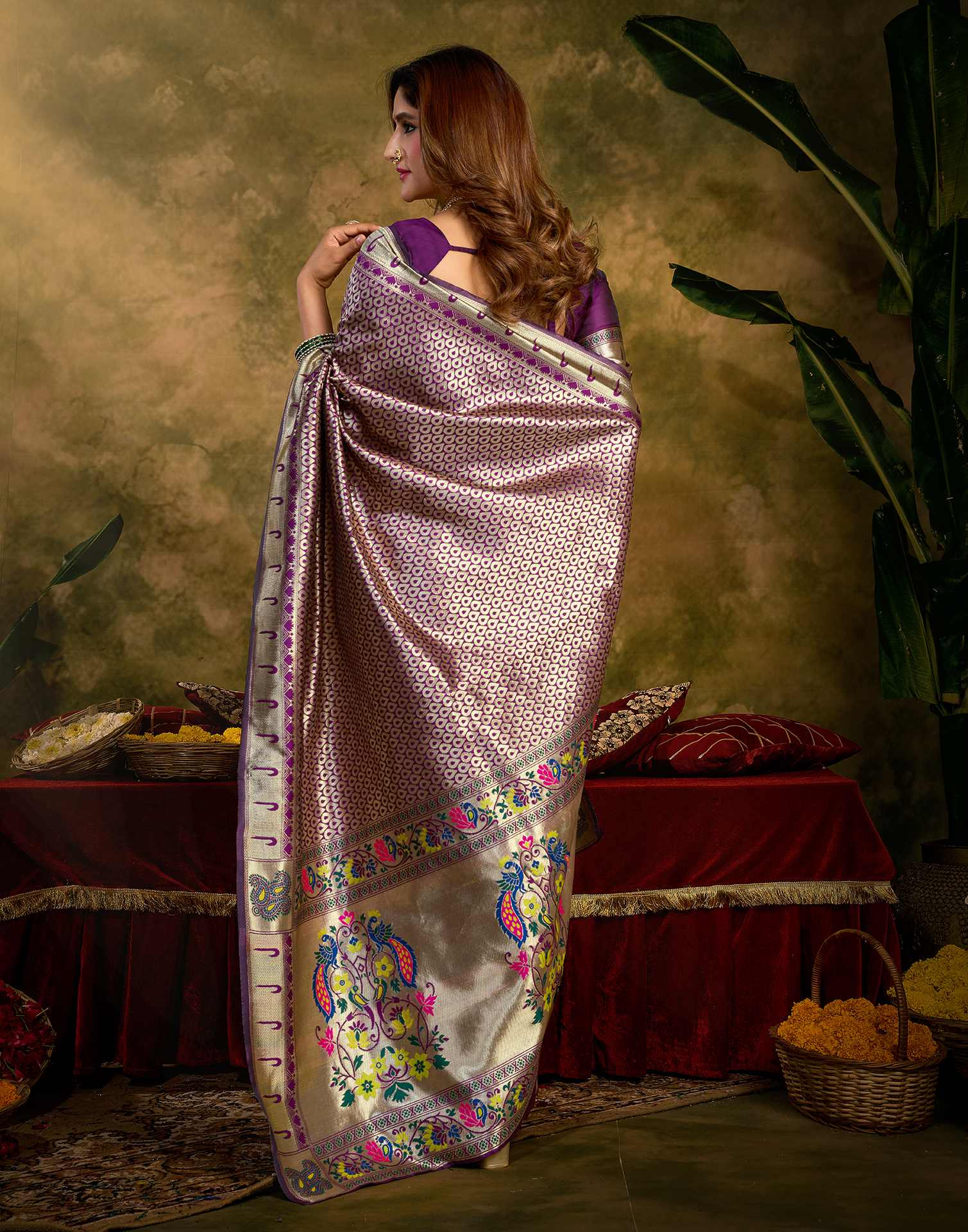Wine Silk Woven Paithani Saree