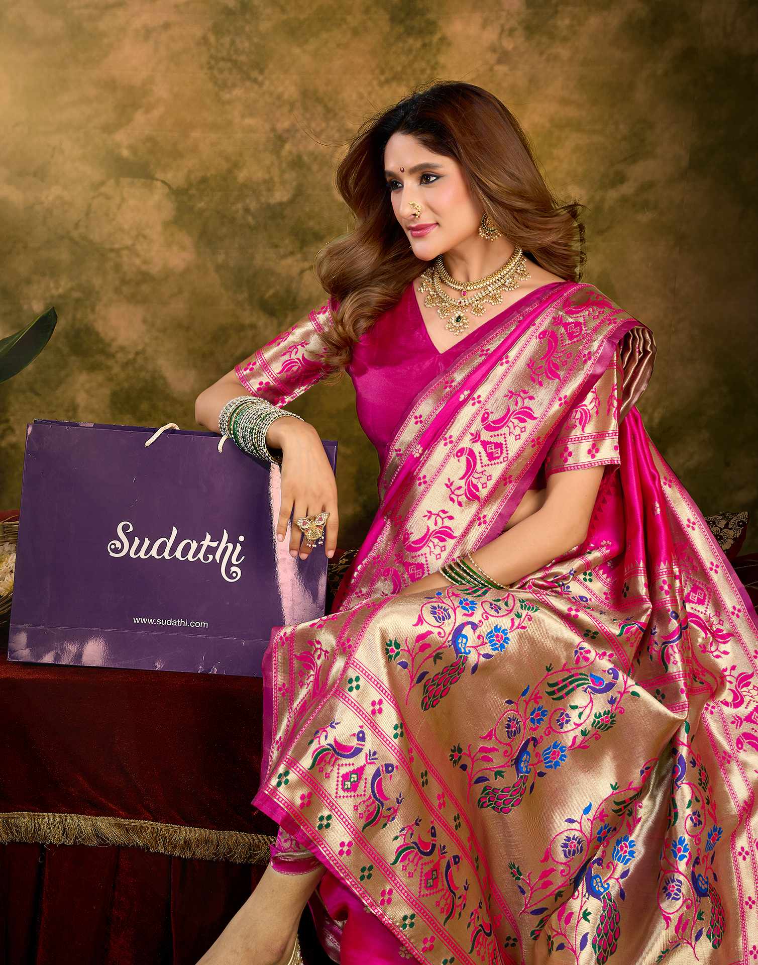 Pink Silk Woven Paithani Saree
