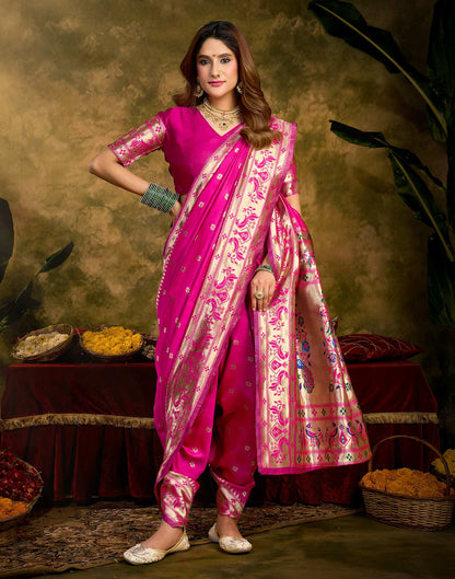 Pink Silk Woven Paithani Saree