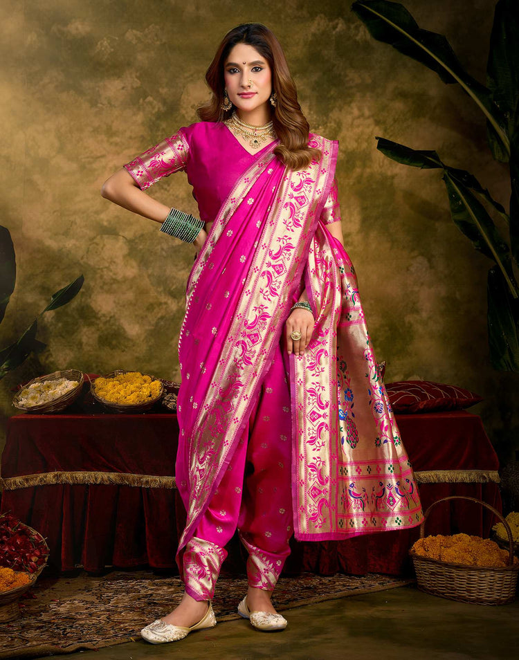 Pink Silk Woven Paithani Saree