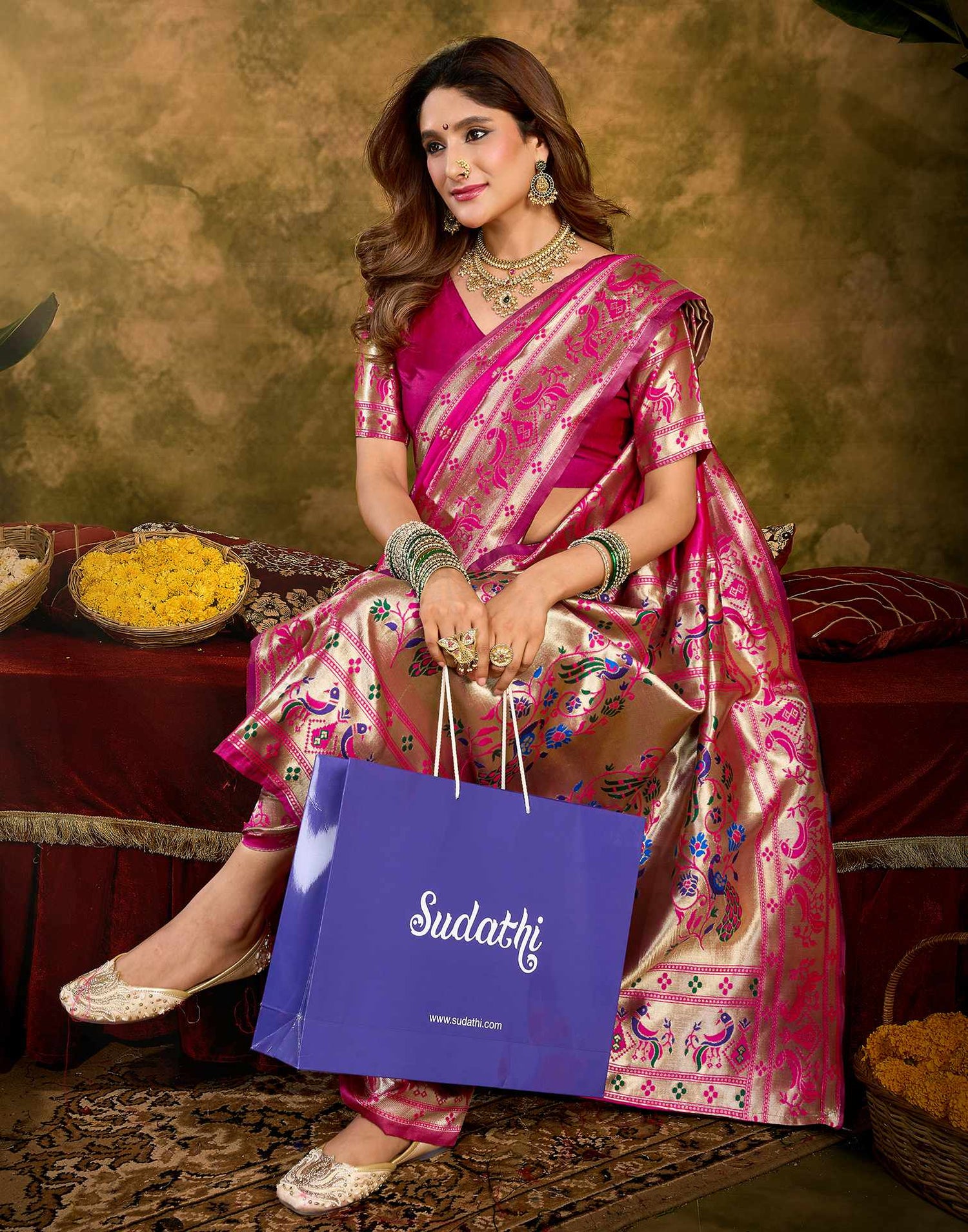 Pink Silk Woven Paithani Saree