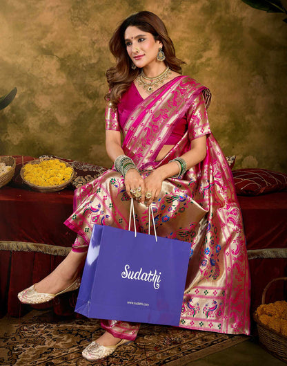 Pink Silk Woven Paithani Saree
