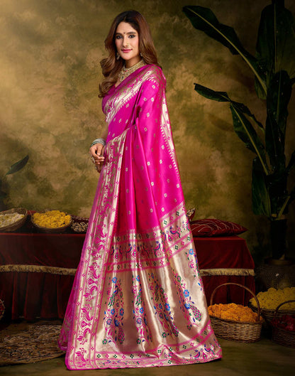 Pink Silk Woven Paithani Saree