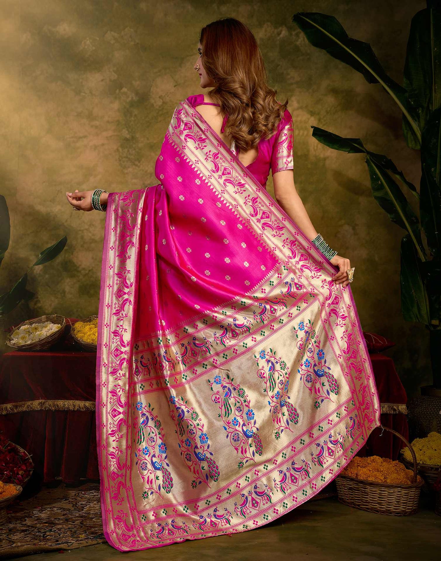 Pink Silk Woven Paithani Saree
