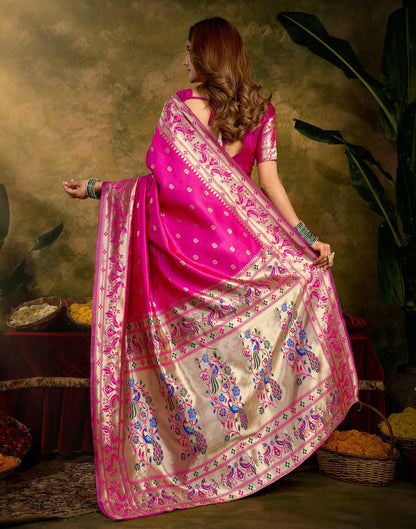 Pink Silk Woven Paithani Saree