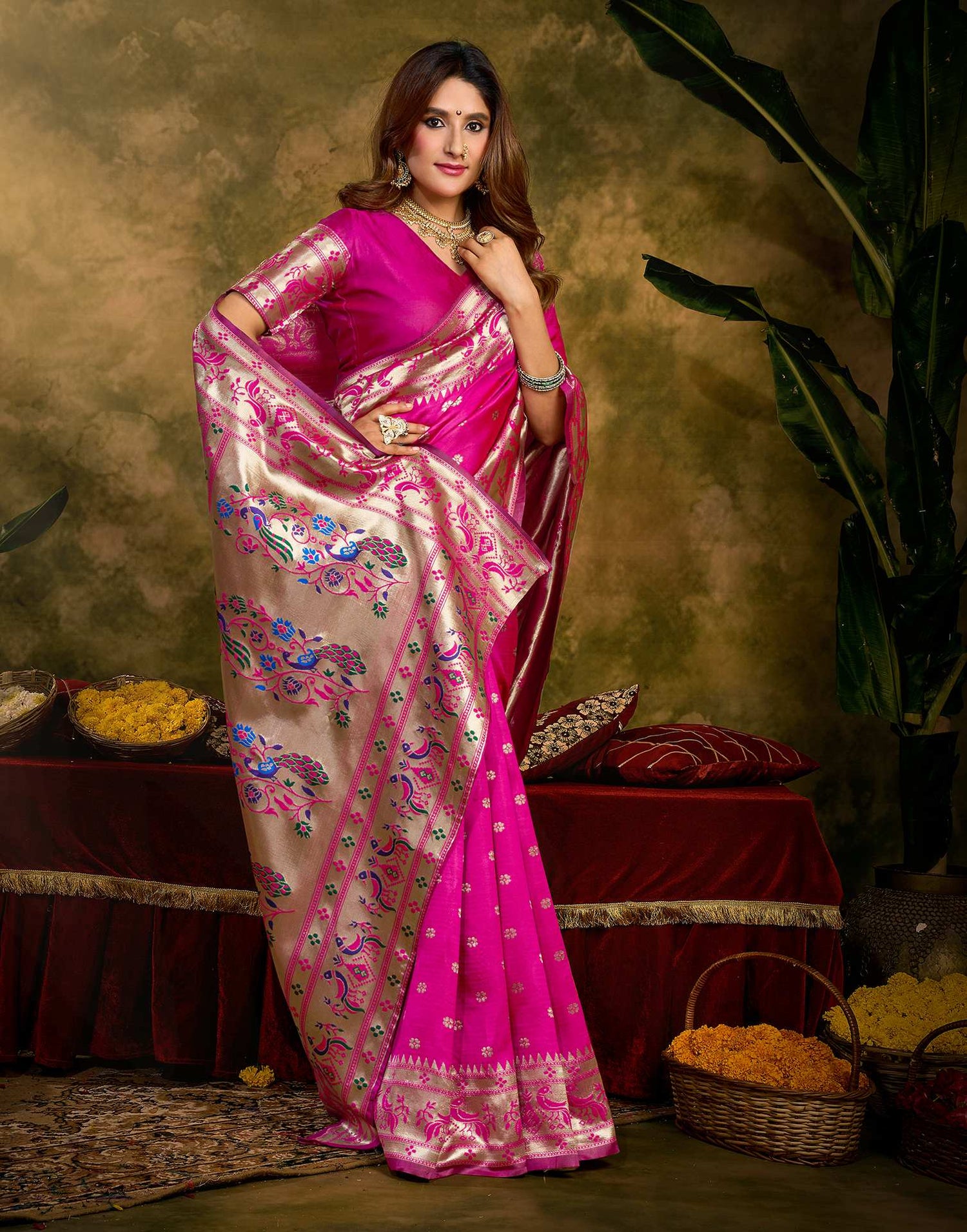 Pink Silk Woven Paithani Saree