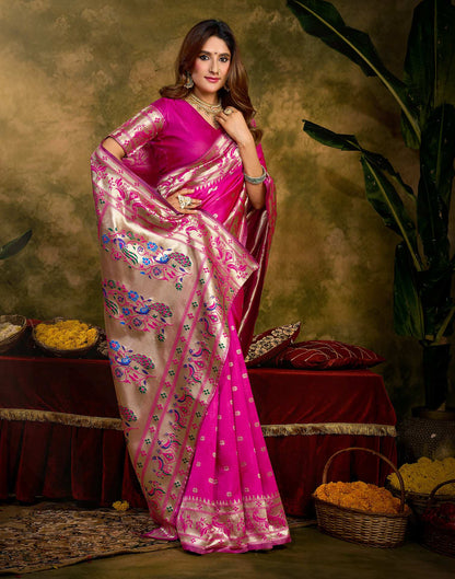 Pink Silk Woven Paithani Saree