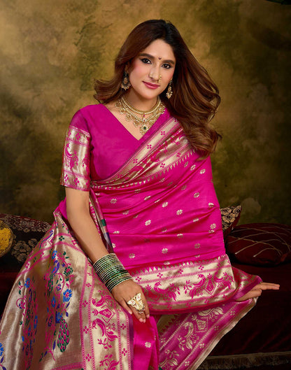 Pink Silk Woven Paithani Saree