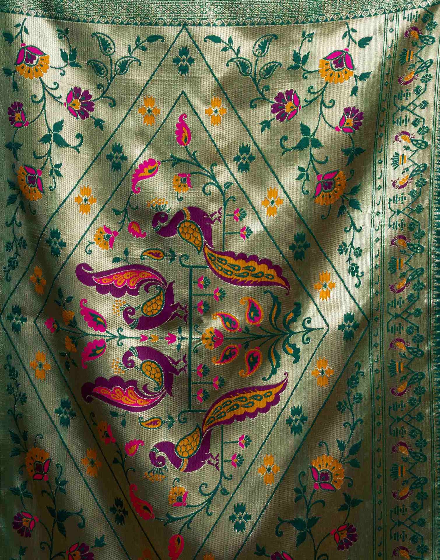 Turmeric Yellow Silk Woven Paithani Saree