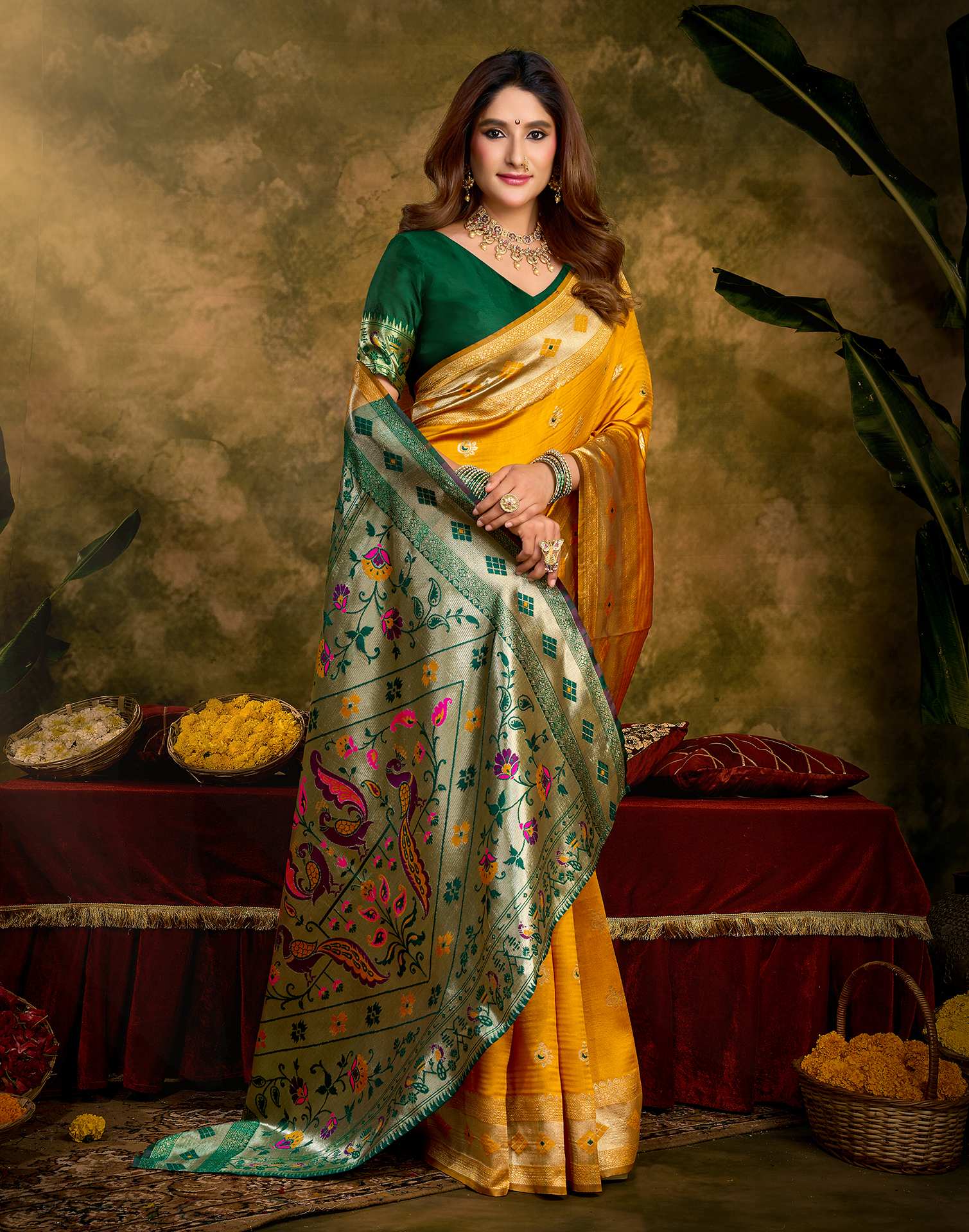 Turmeric Yellow Silk Woven Paithani Saree