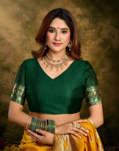 Turmeric Yellow Silk Woven Paithani Saree