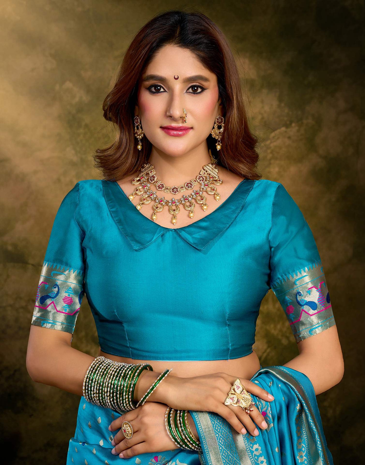 Sky Blue Silk Woven Paithani Saree
