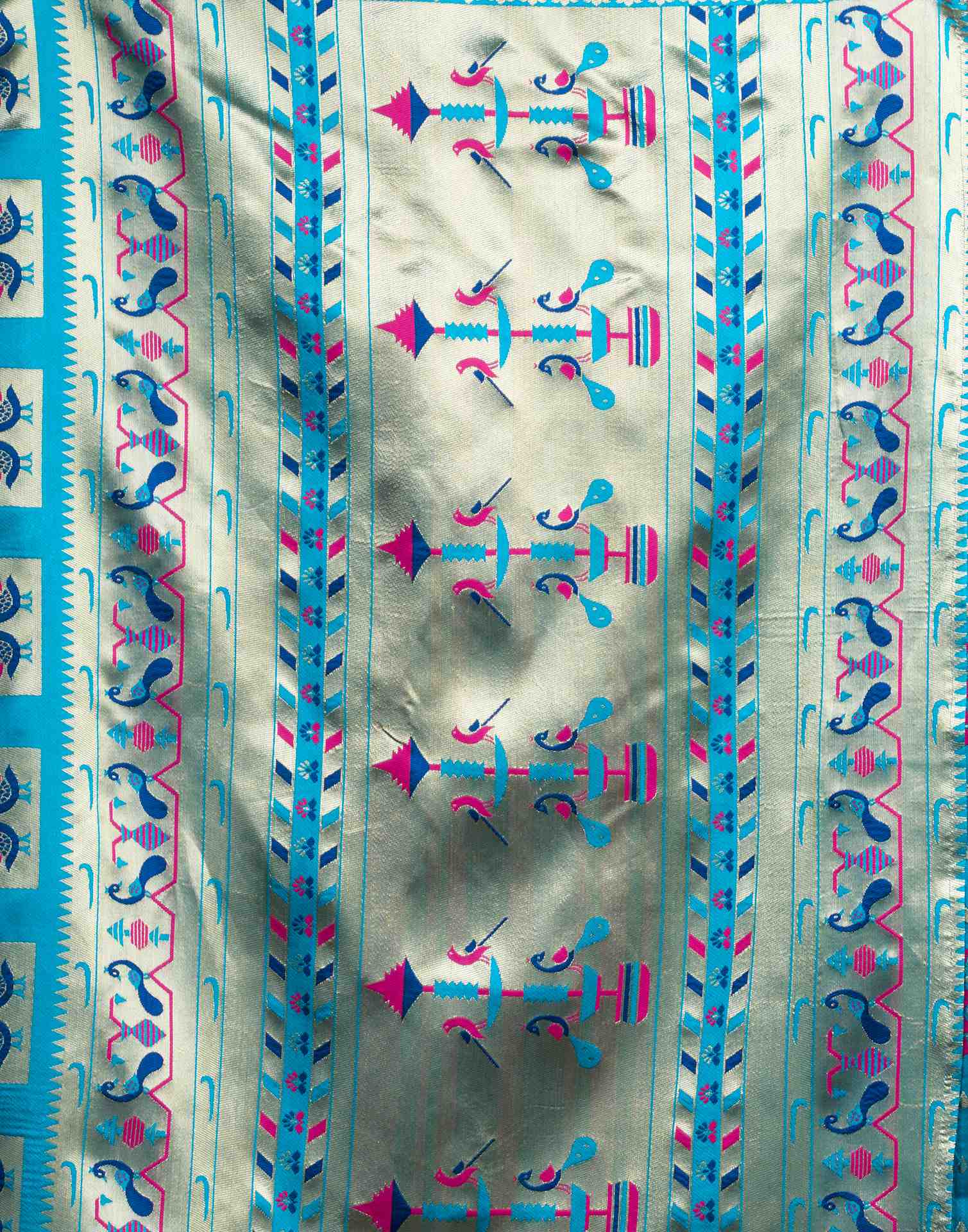 Sky Blue Silk Woven Paithani Saree