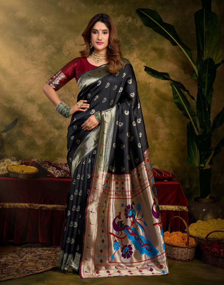 Black Silk Woven Paithani Saree
