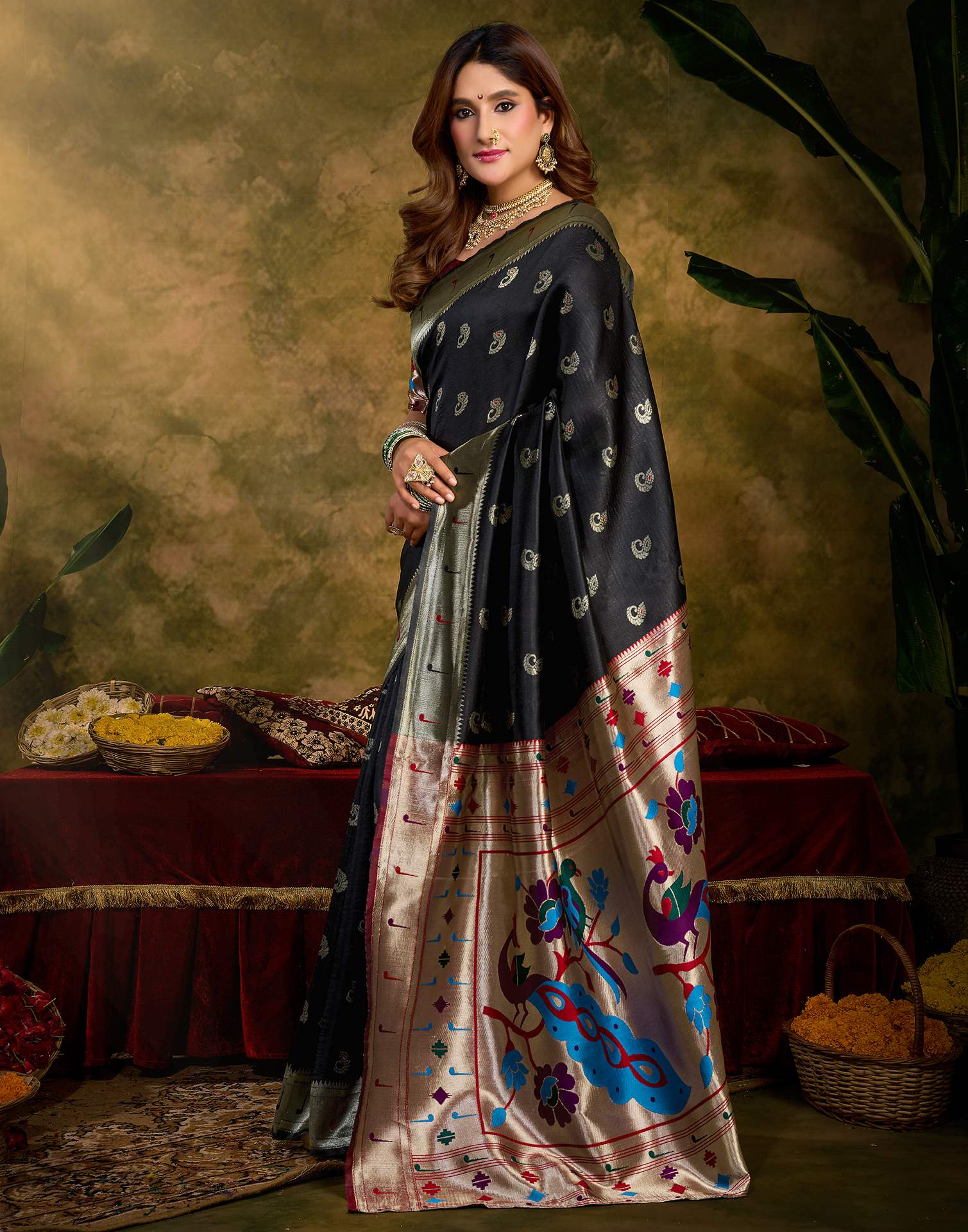 Black Silk Woven Paithani Saree