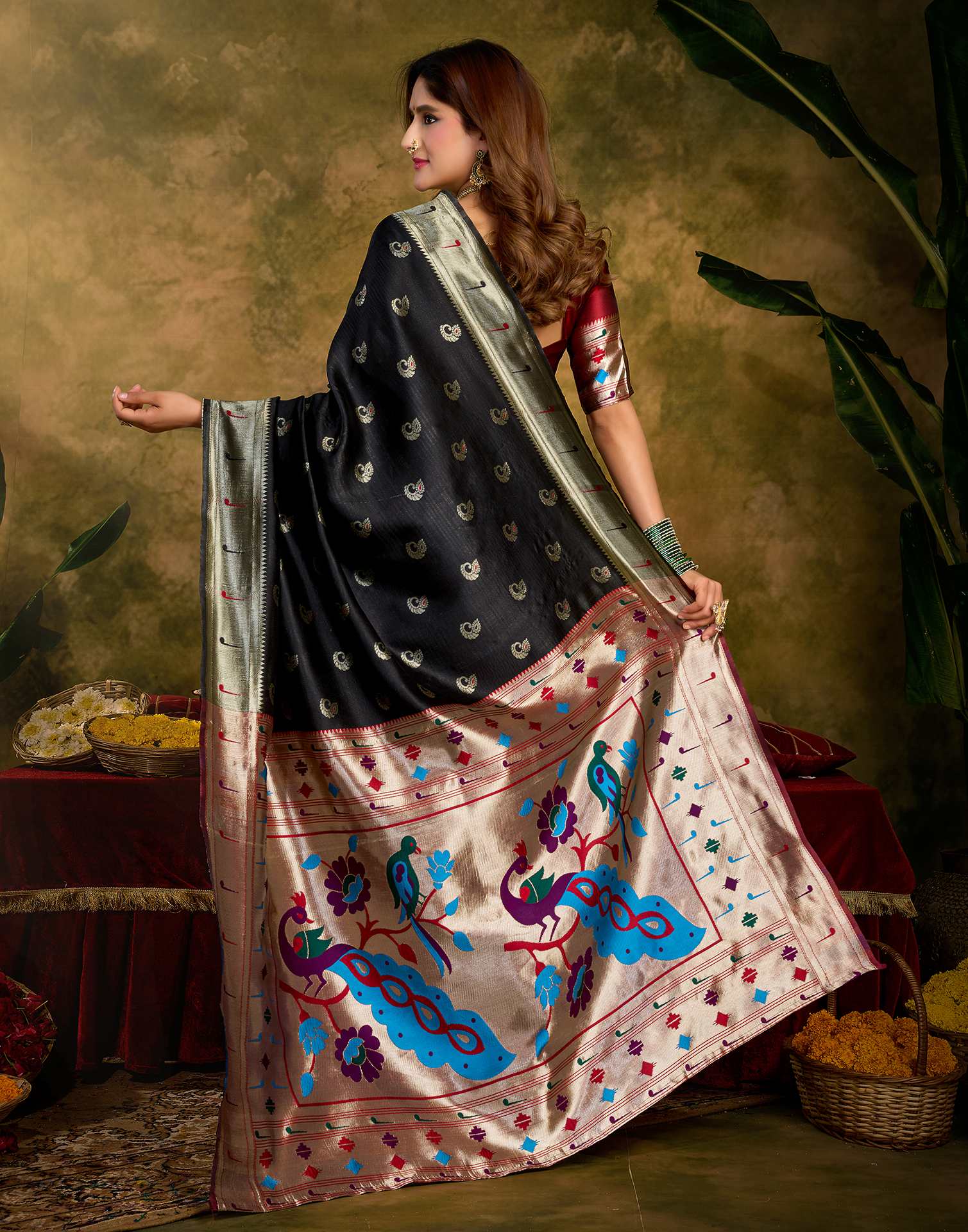 Black Silk Woven Paithani Saree