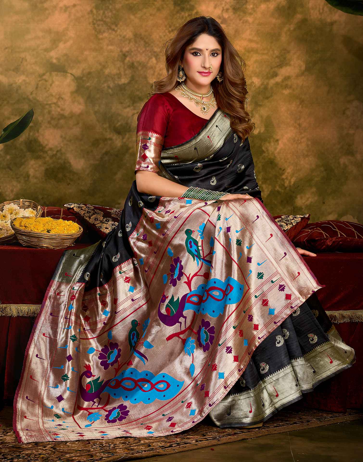 Black Silk Woven Paithani Saree