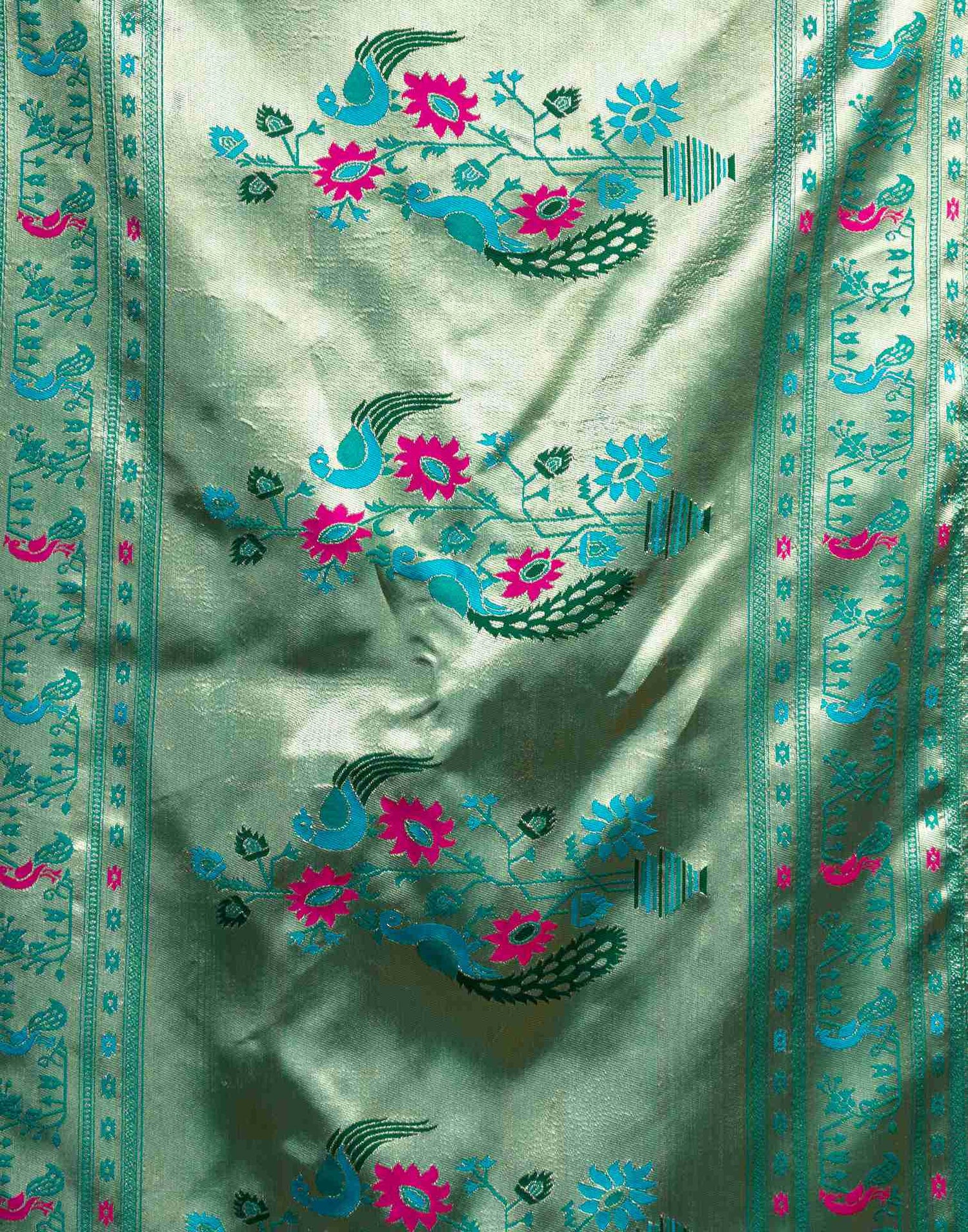 Turquoise Silk Woven Paithani Saree