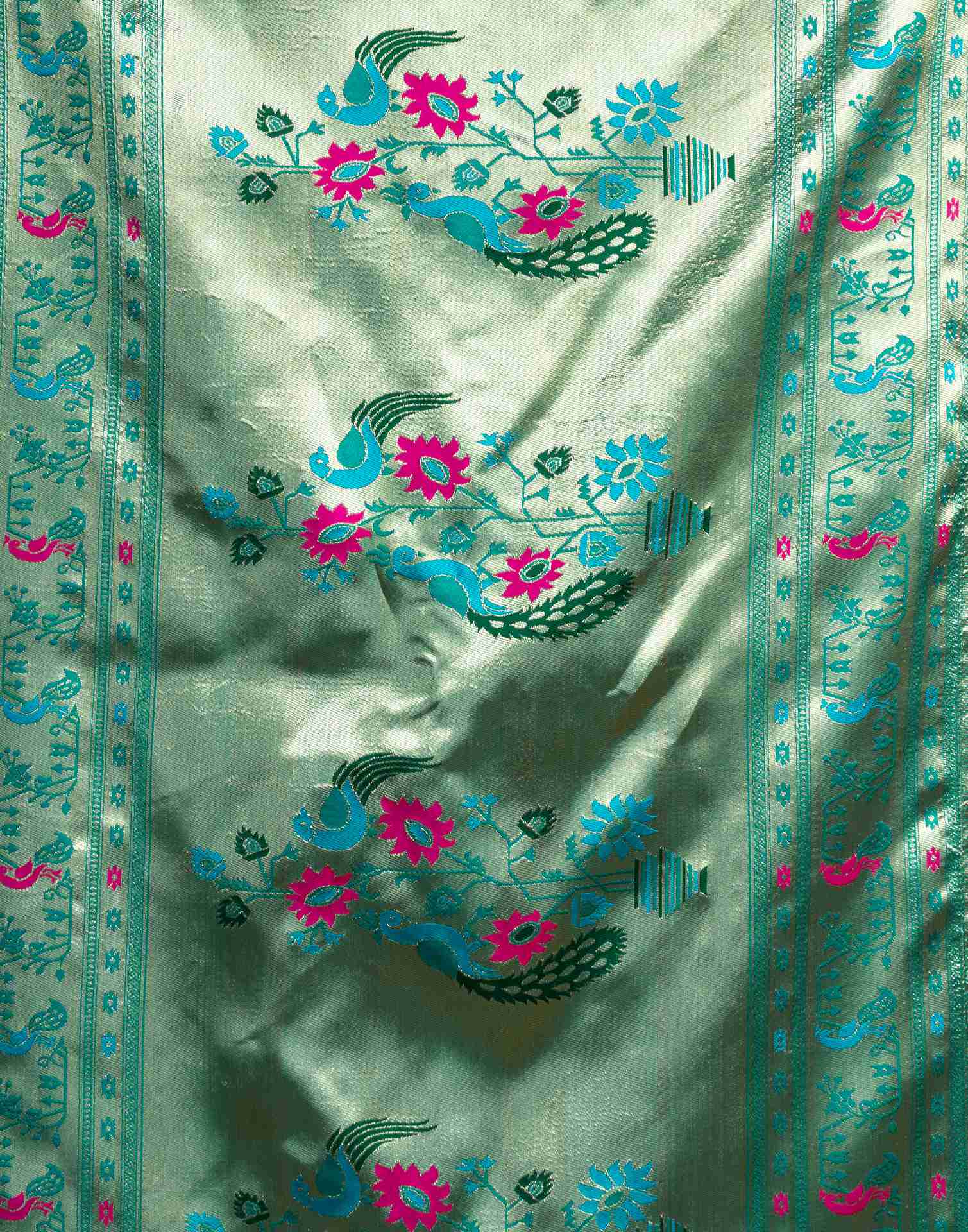 Turquoise Silk Woven Paithani Saree