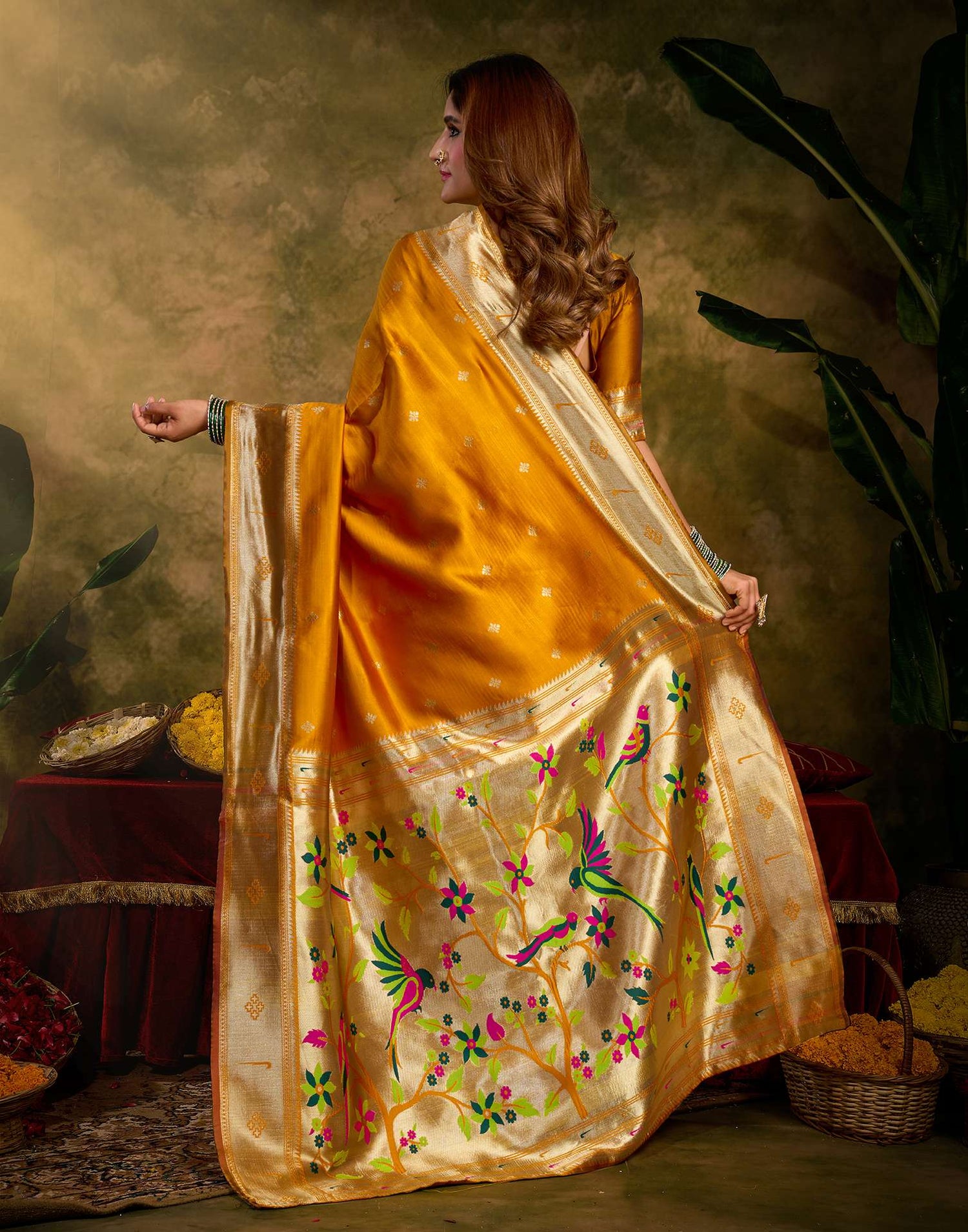 Turmeric Yellow Silk Woven Paithani Saree