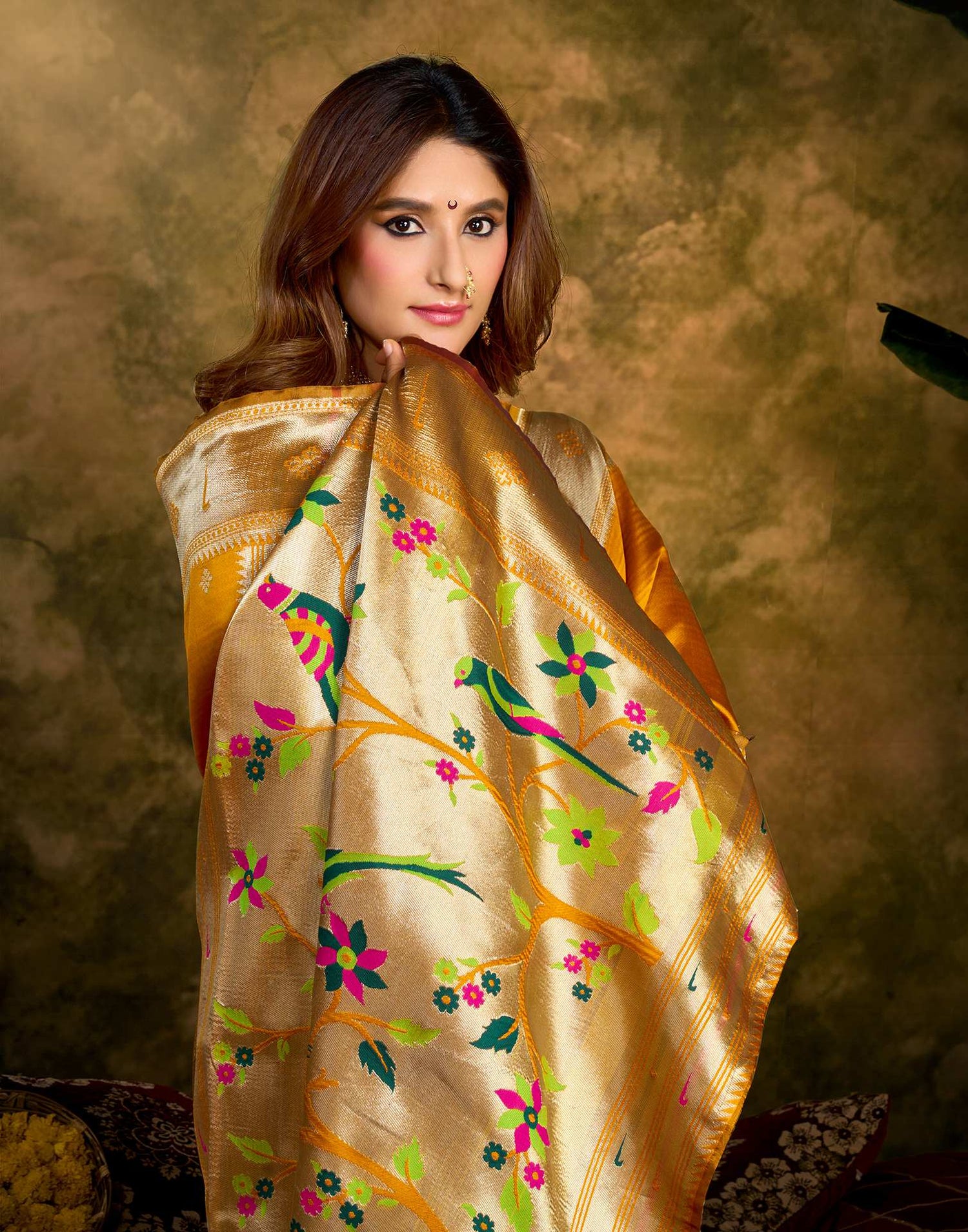 Turmeric Yellow Silk Woven Paithani Saree