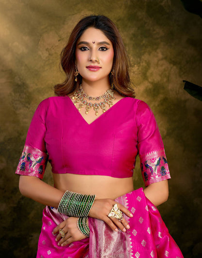 Dark Magenta Silk Woven Paithani Saree