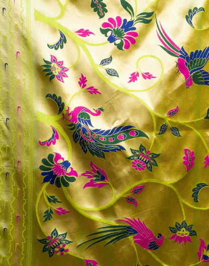 Lime Green Silk Woven Paithani Saree