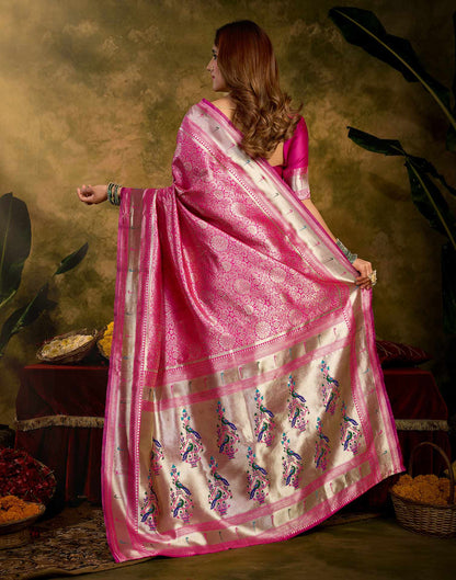 Pink Silk Woven Paithani Saree