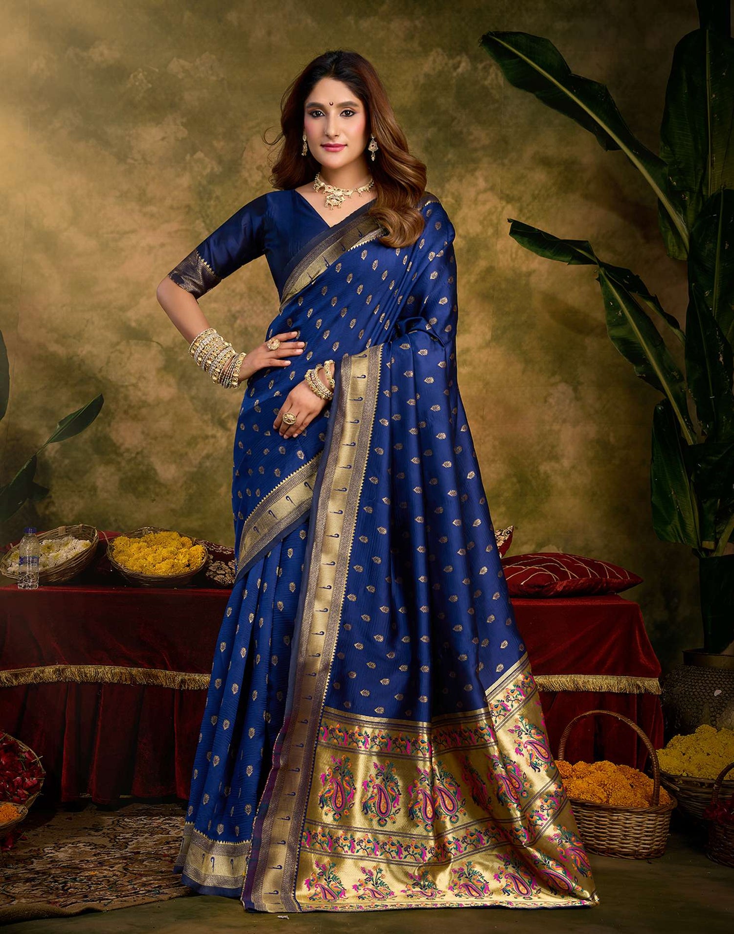Royal Blue Silk Woven Paithani Saree