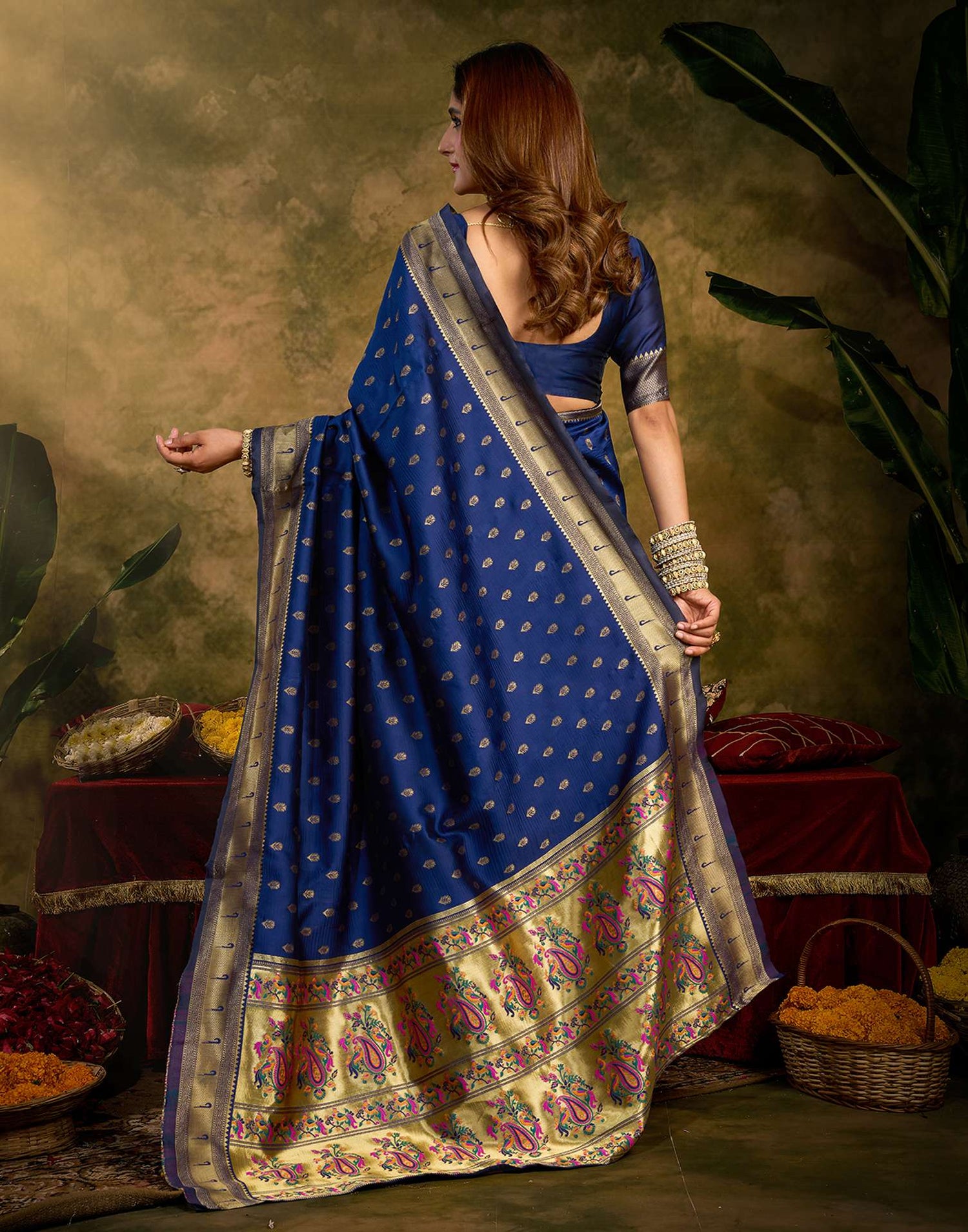 Royal Blue Silk Woven Paithani Saree
