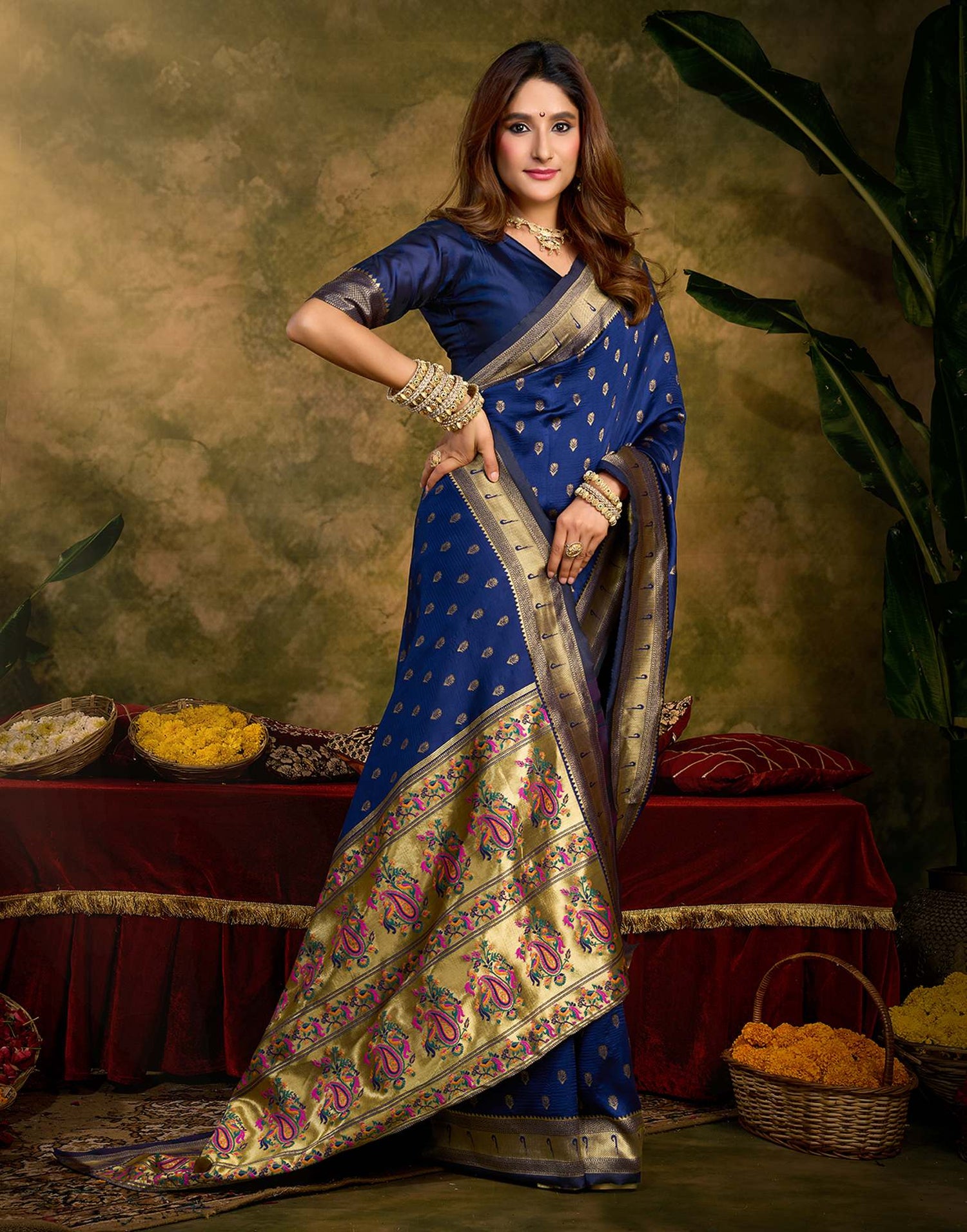 Royal Blue Silk Woven Paithani Saree