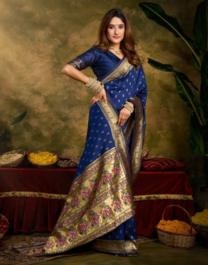 Royal Blue Silk Woven Paithani Saree
