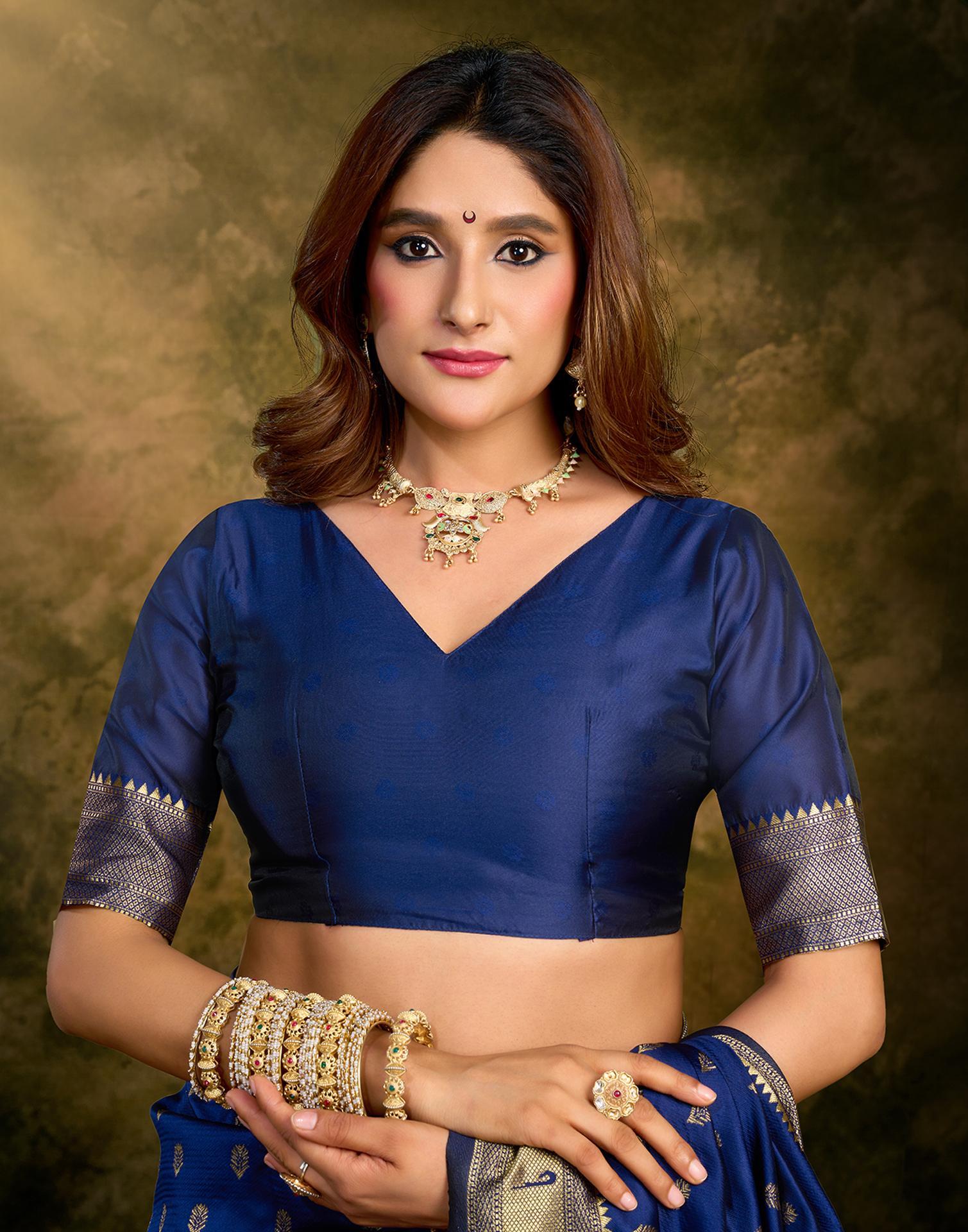 Royal Blue Silk Woven Paithani Saree