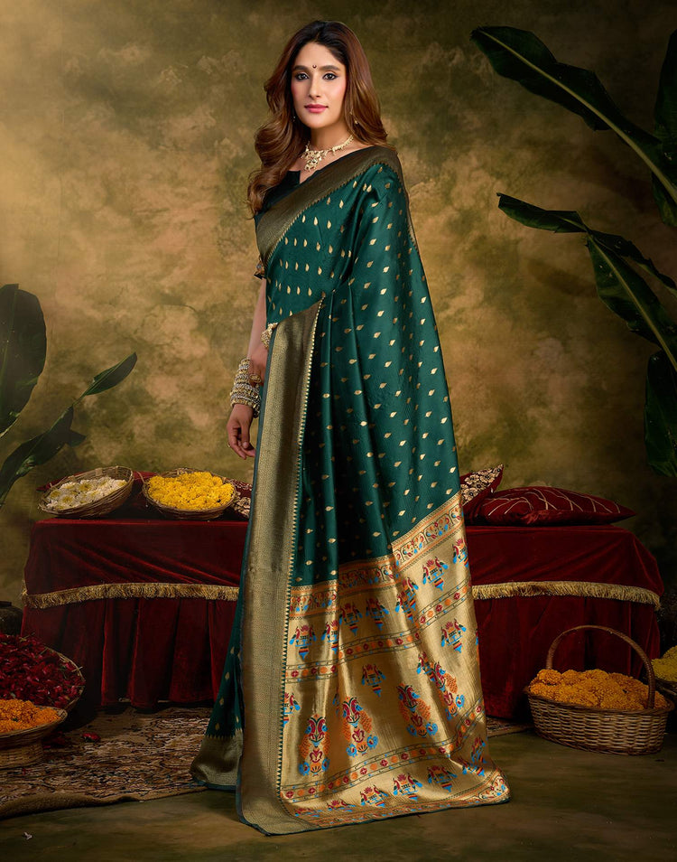 Dark Green Silk Woven Paithani Saree