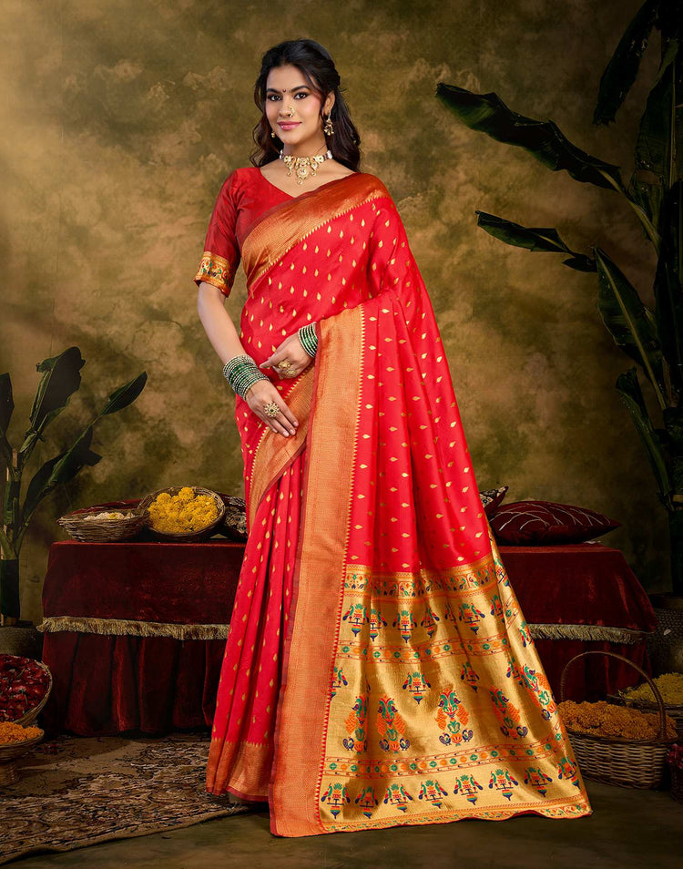 Red Silk Woven Paithani Saree