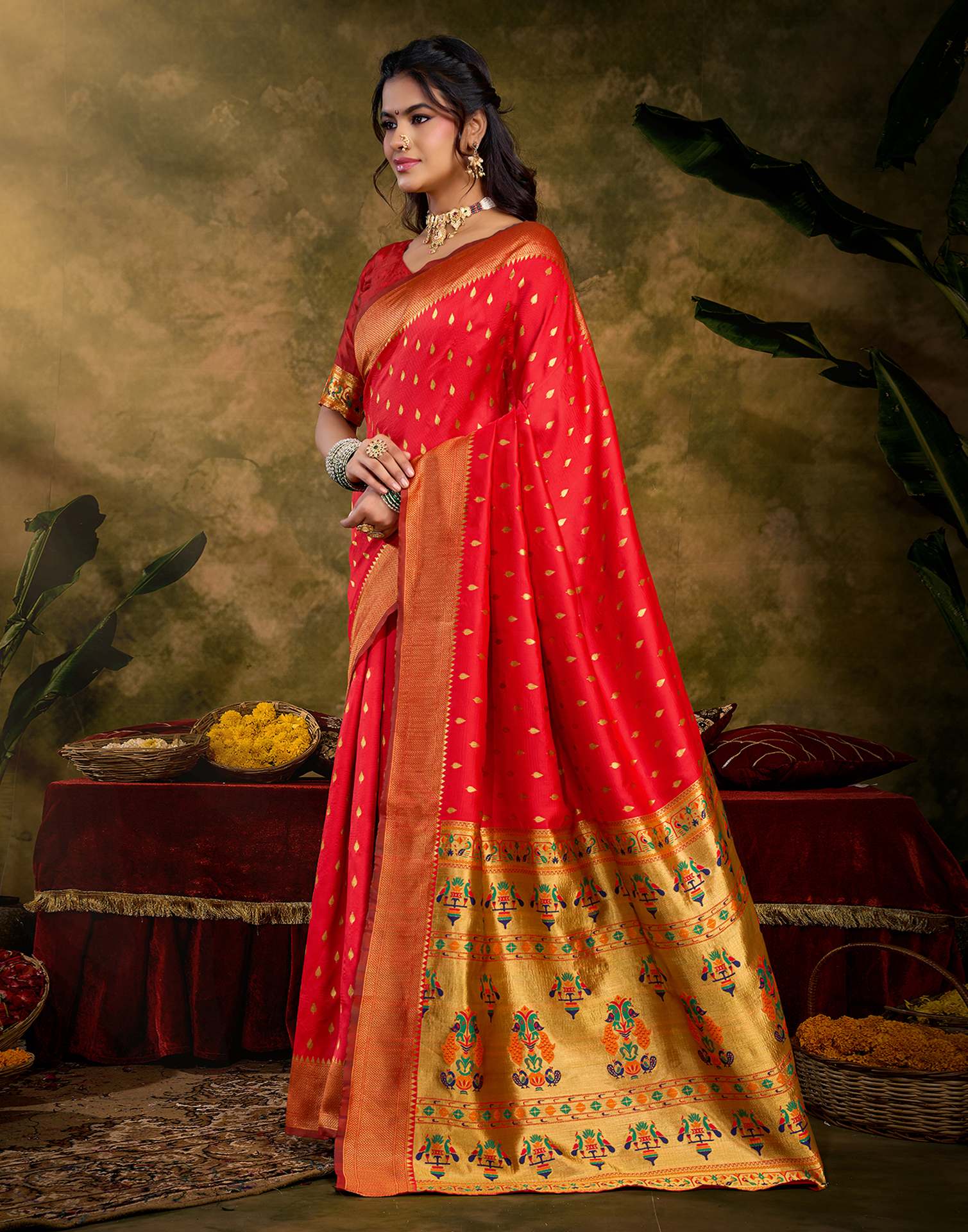 Red Silk Woven Paithani Saree