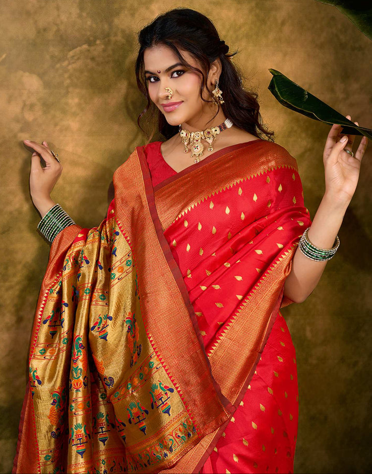 Red Silk Woven Paithani Saree