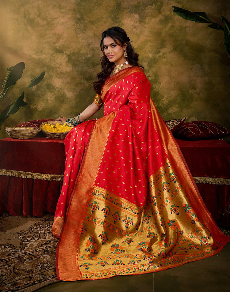 Red Silk Woven Paithani Saree