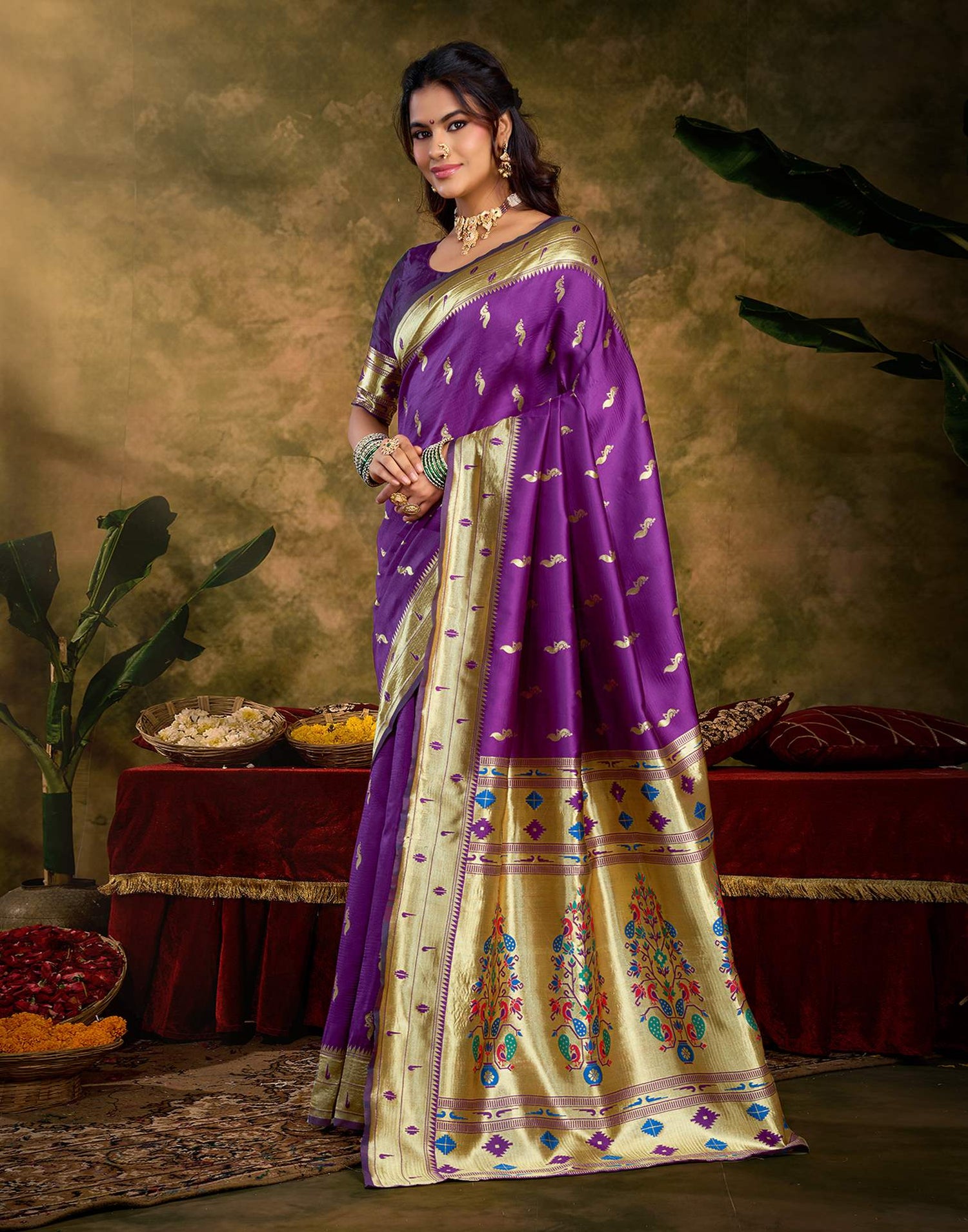 Purple Silk Woven Paithani Saree