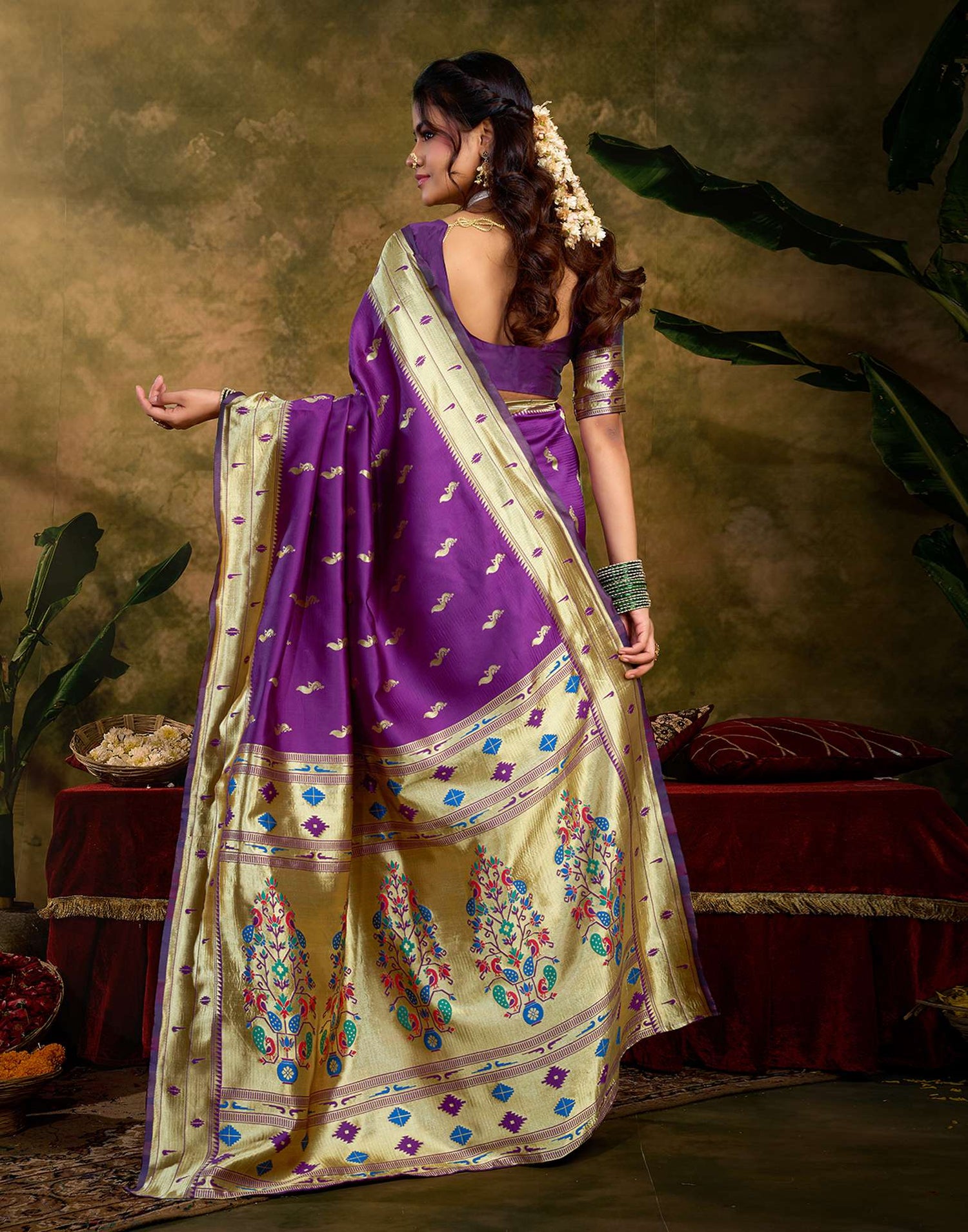 Purple Silk Woven Paithani Saree
