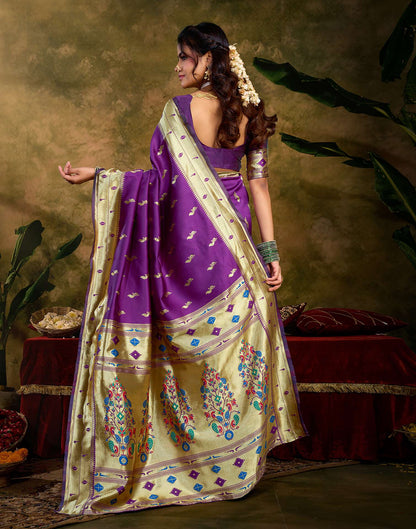 Purple Silk Woven Paithani Saree
