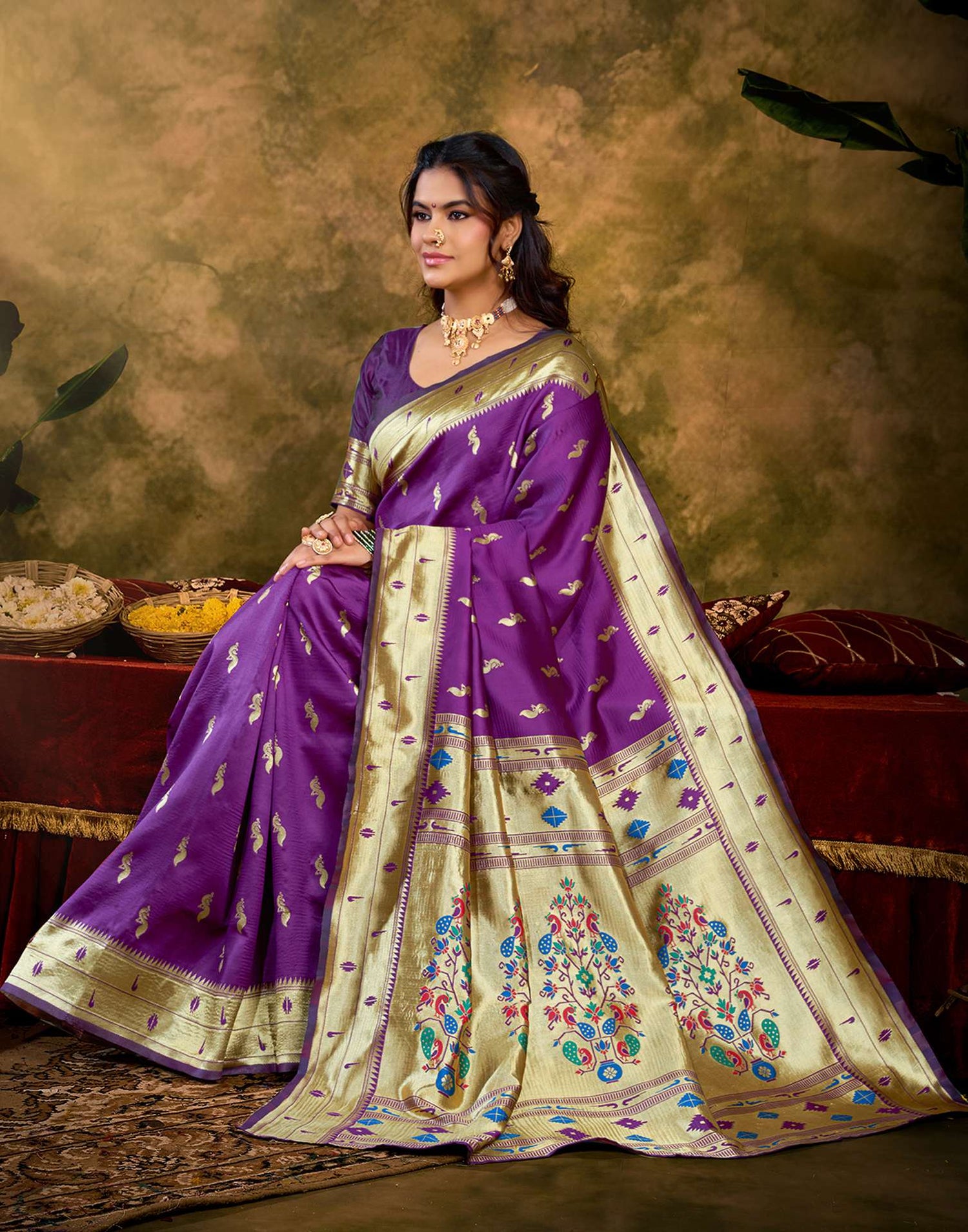 Purple Silk Woven Paithani Saree