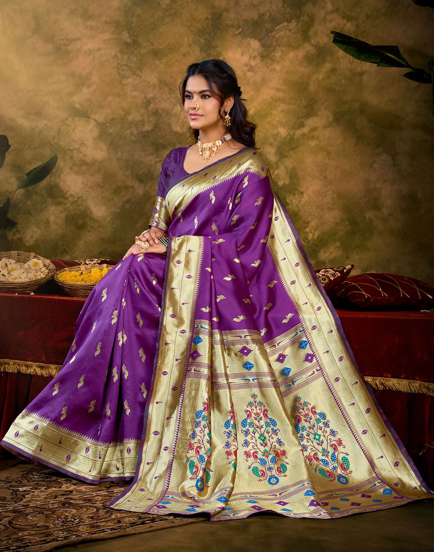 Purple Silk Woven Paithani Saree