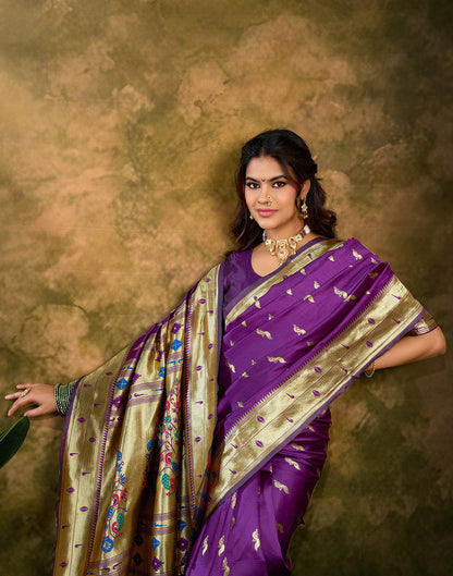 Purple Silk Woven Paithani Saree