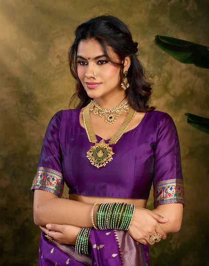 Purple Silk Woven Paithani Saree
