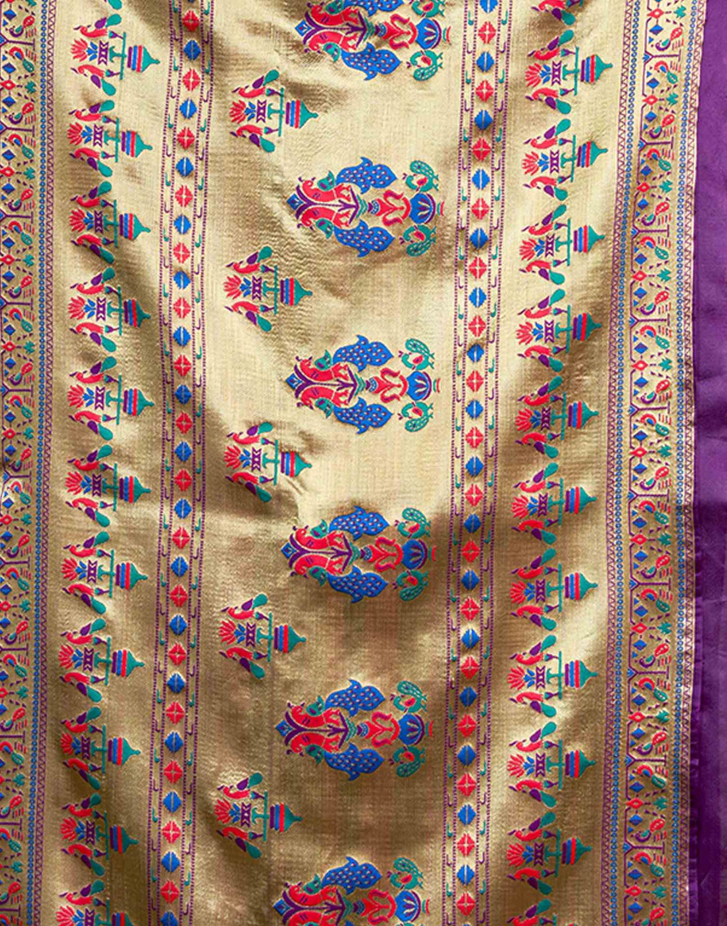 Purple Silk Woven Paithani Saree