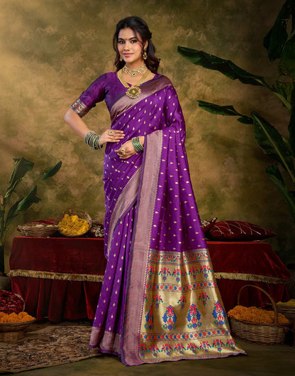 Purple Silk Woven Paithani Saree