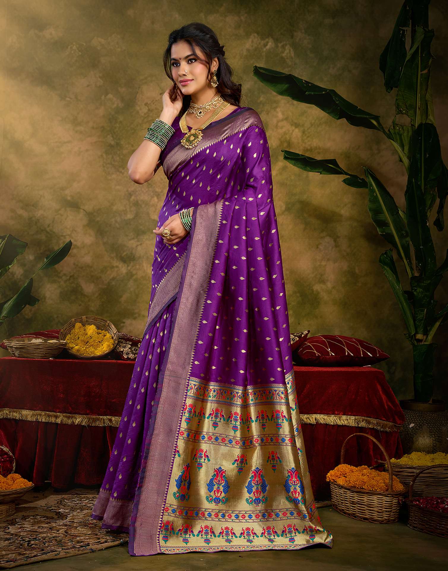 Purple Silk Woven Paithani Saree