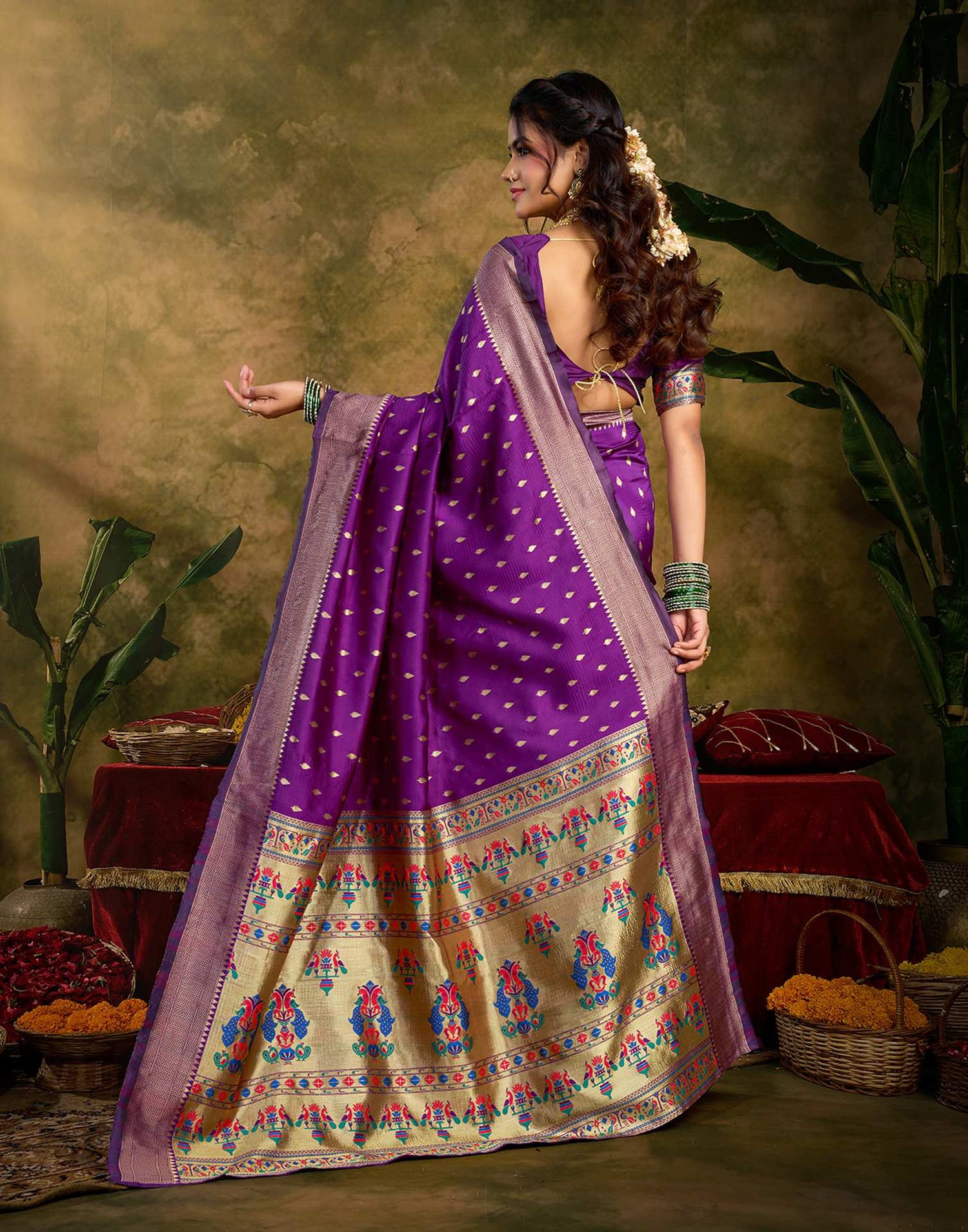 Purple Silk Woven Paithani Saree